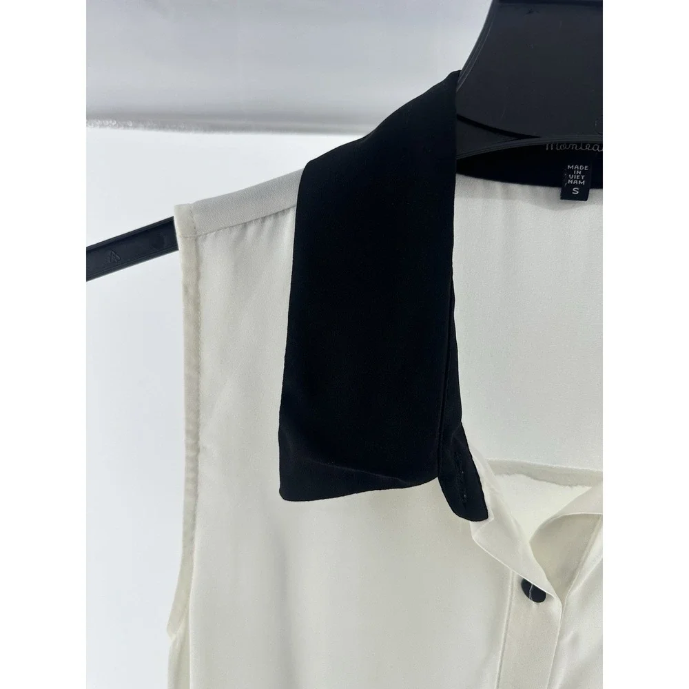 Monteau  Black & White Tie Blouse Size‎ S